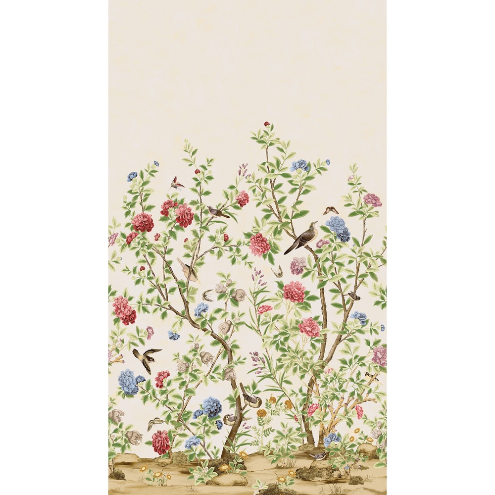 Thibaut Wallpaper TM4503 JARDIN BLOOM MURAL - Coral and Blue