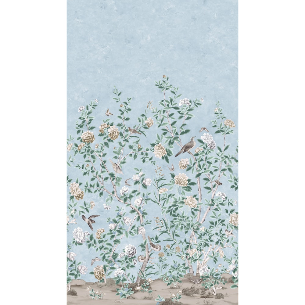 Thibaut Wallpaper TM4504 JARDIN BLOOM MURAL - Spa Blue