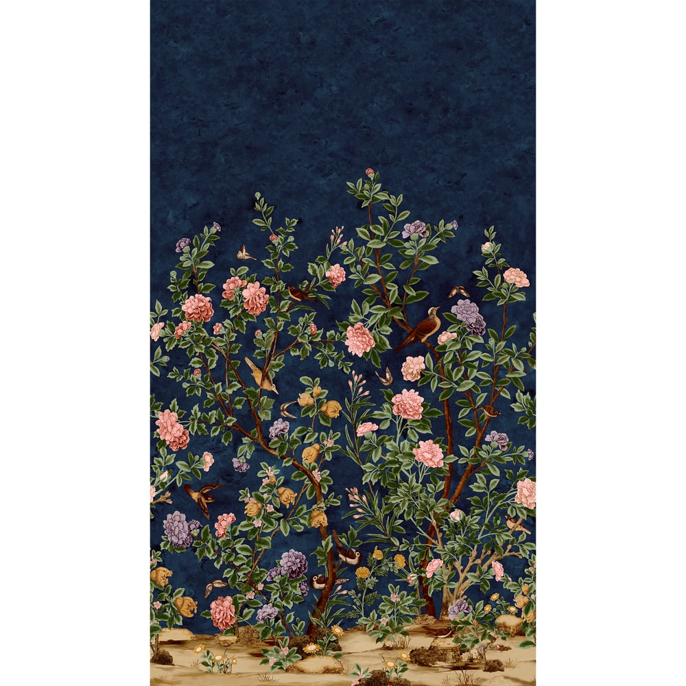 Thibaut Wallpaper TM4505 JARDIN BLOOM MURAL - Navy