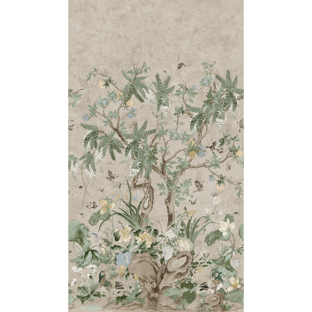 Thibaut Wallpaper TM4507 WILD WISTERIA MURAL - Beige on Pearl