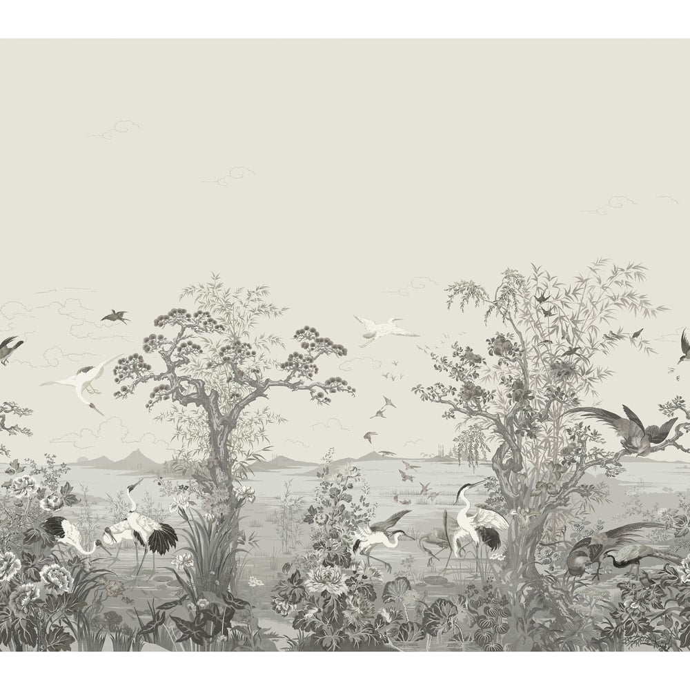 Thibaut Wallpaper TM4511 CRANE MURAL - Grey