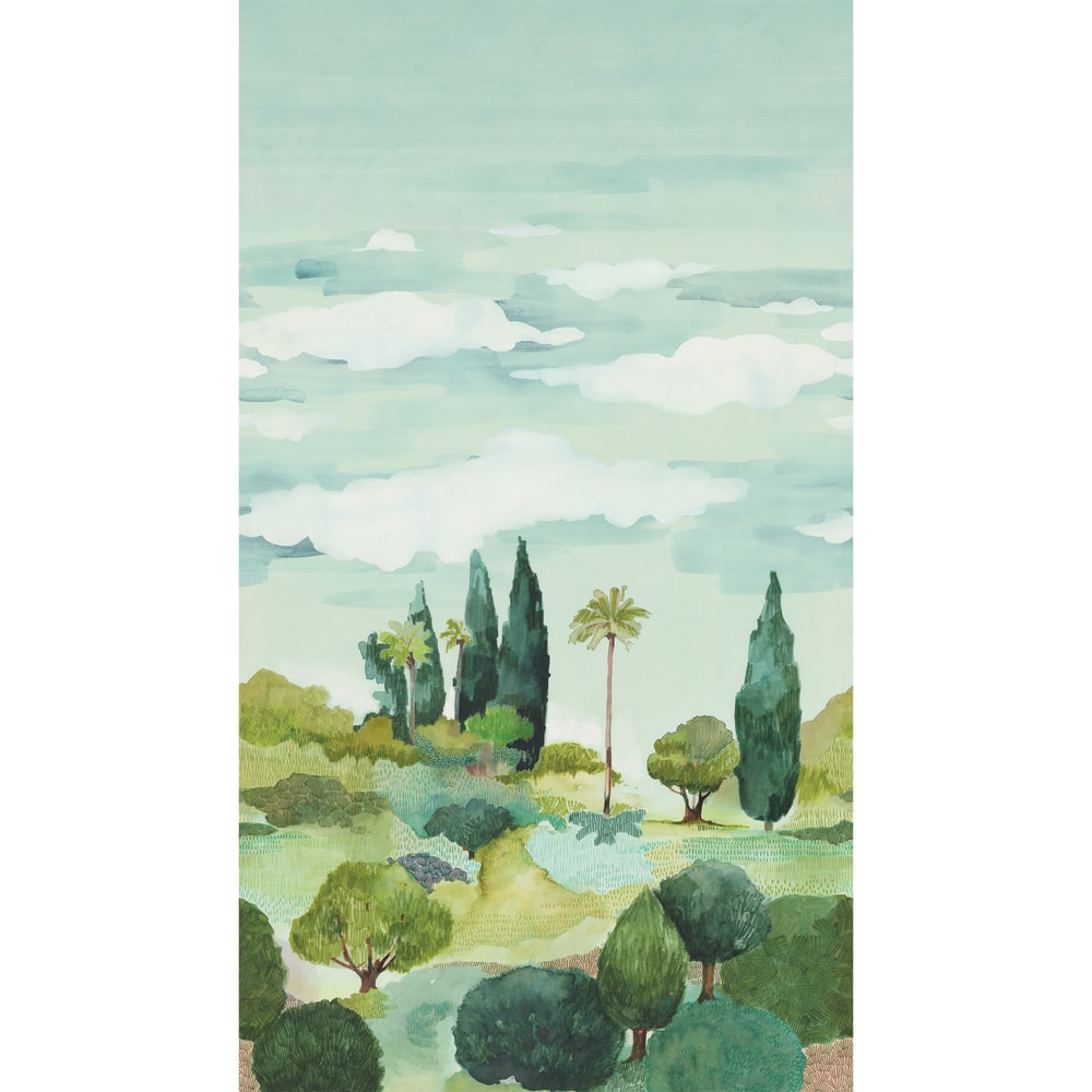 Thibaut Wallpaper TM4521 TAORMINA MURAL - Green and Turquoise