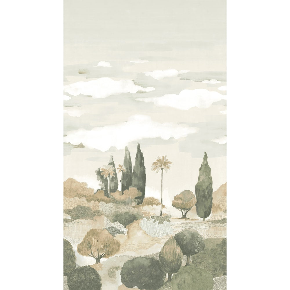 Thibaut Wallpaper TM4522 TAORMINA MURAL - Sage and Beige