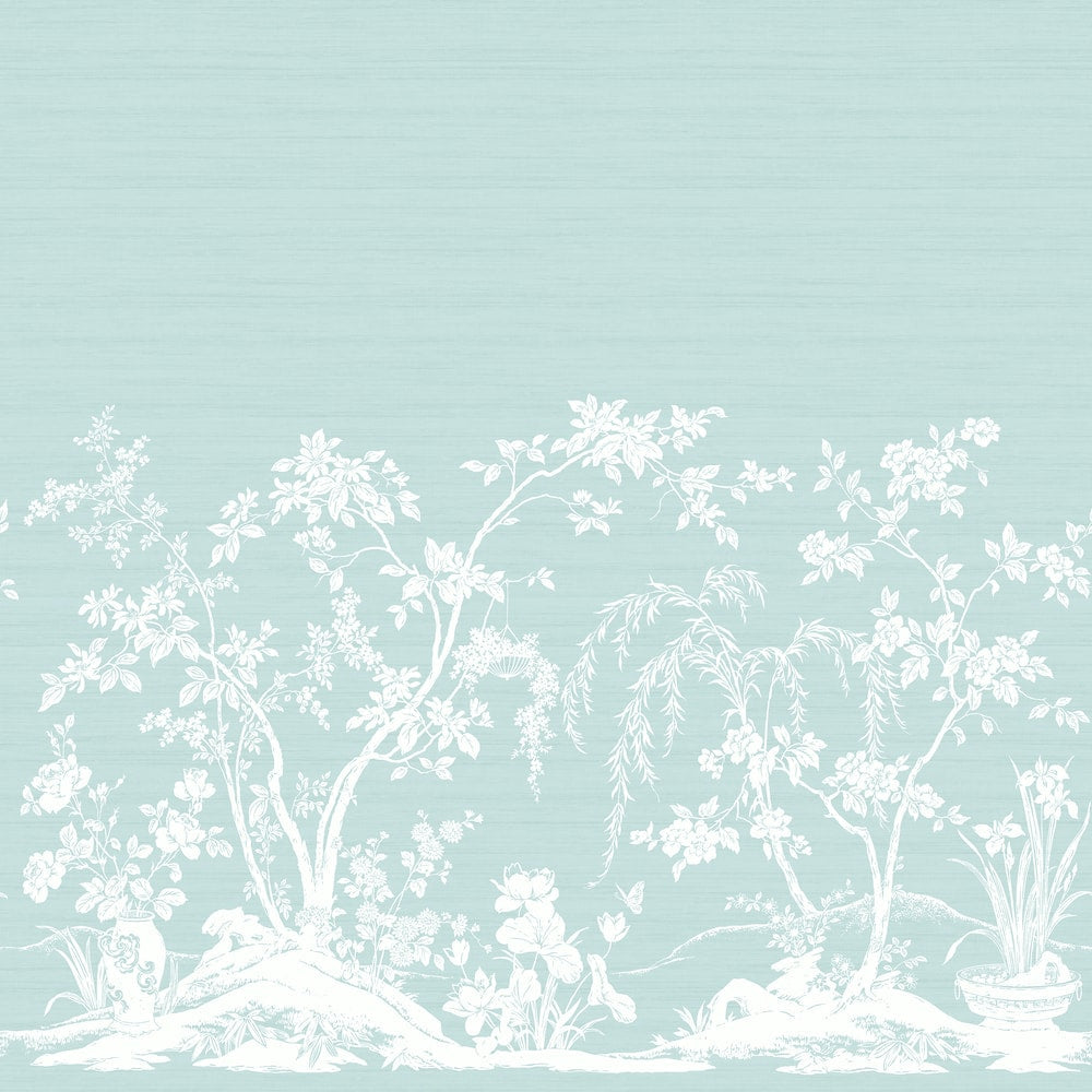 Thibaut Wallpaper TM4523 CHAUMONT MURAL - Spa Blue