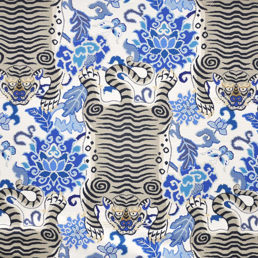 Tigress # 537 Ink by Maxwell Designer Fabric Print Gallery 100% COTTON SPAIN V-32"H-13.5" 54" - Swanky Fabrics -