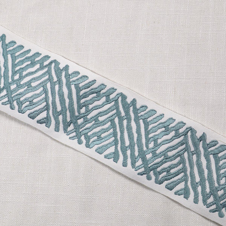 Trelli Emb Tape Jade by Magnolia Designer Trim - 100% Cotton, Emb Vis India Horizontal: and Vertical: 4 - Swanky Fabrics -