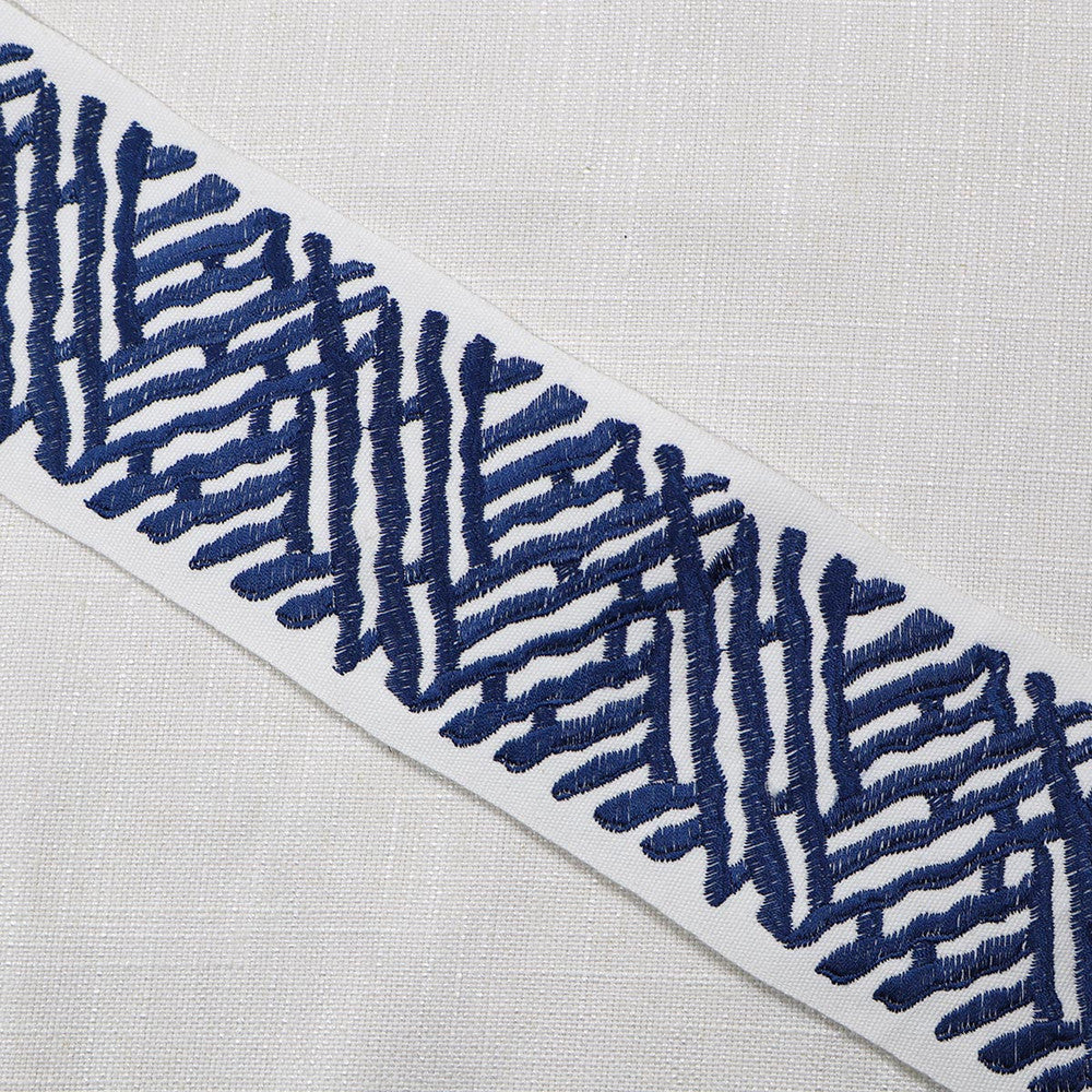 Trelli Emb Tape Marine by Magnolia Designer Trim - 100% Cotton, Emb Vis India Horizontal: and Vertical: 4 - Swanky Fabrics -