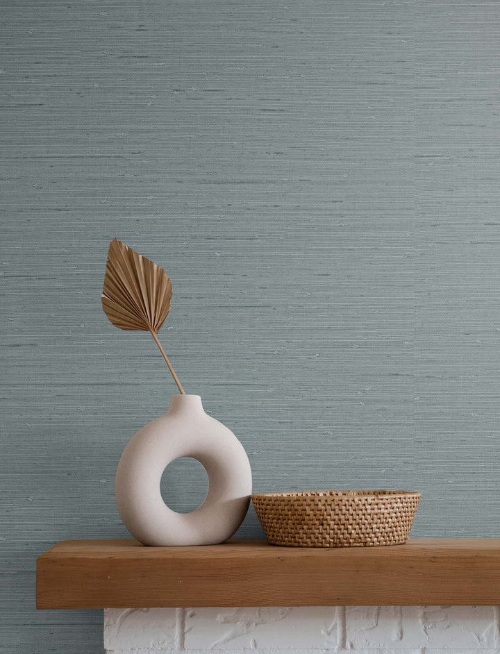 Seahaven Rushcloth Ethereal Blue TS80722 by Seabrook Designs Designer Wallpaper