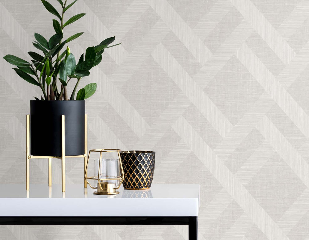 Linen Trellis Morning Fog TS80805 by Seabrook Designs Designer Wallpaper