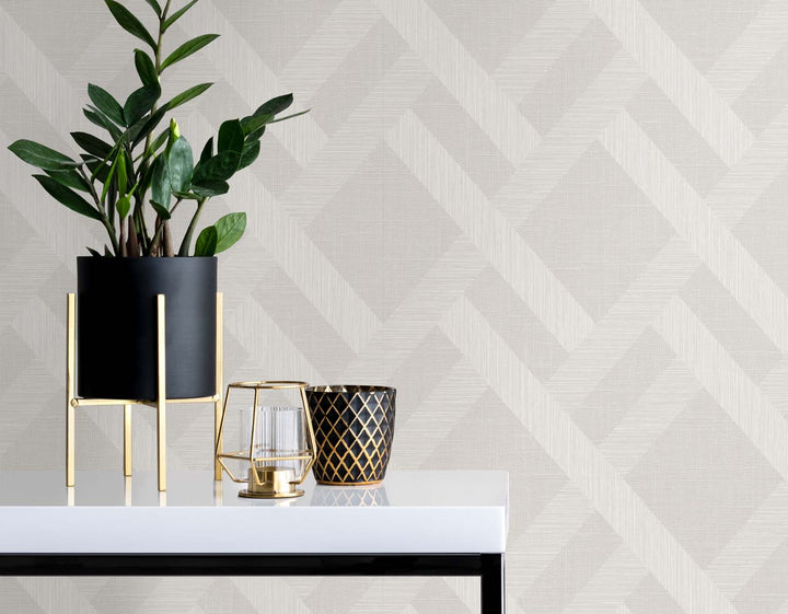 Linen Trellis Morning Fog TS80805 by Seabrook Designs Designer Wallpaper