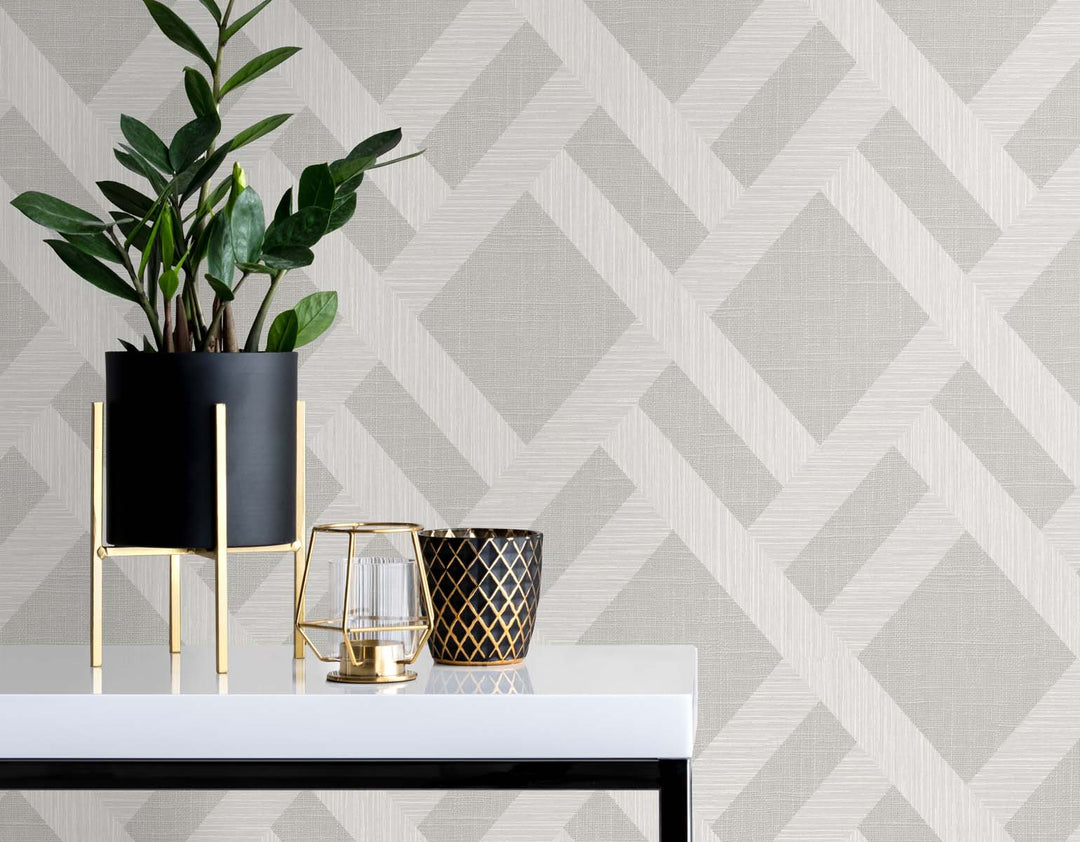 Linen Trellis Pavestone TS80808 by Seabrook Designs Designer Wallpaper