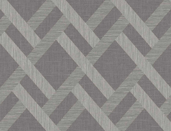 Linen Trellis Ash TS80818 by Seabrook Designs Designer Wallpaper