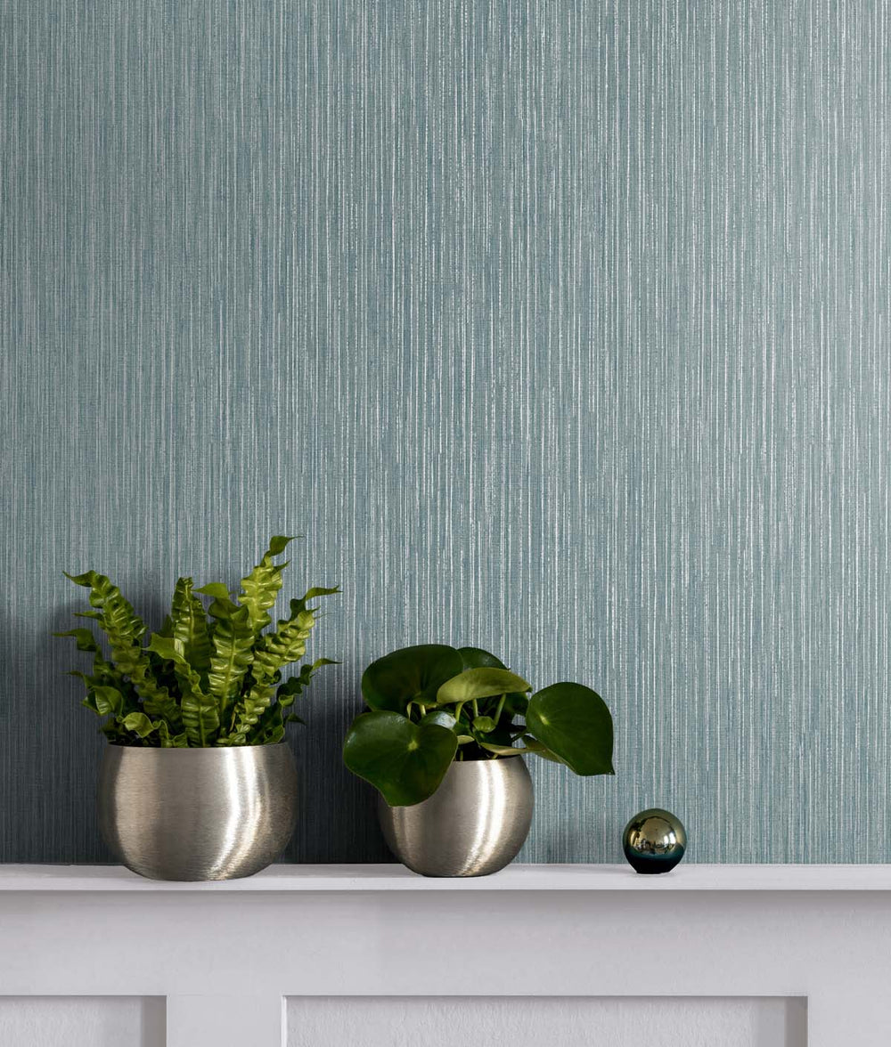 Vertical Stria Agave & Metallic Silver TS80904 by Seabrook Designs Designer Wallpaper