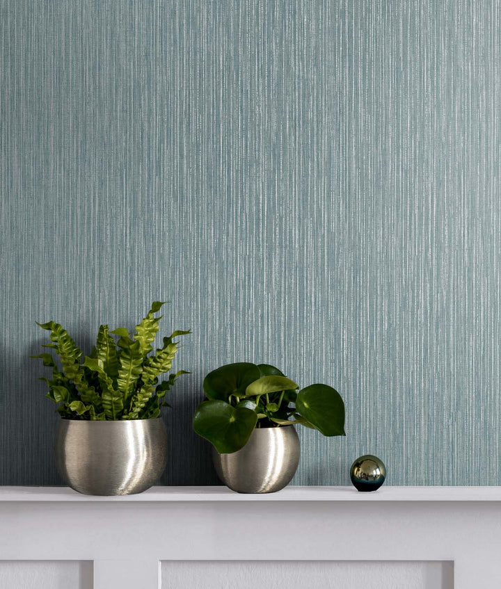 Vertical Stria Agave & Metallic Silver TS80904 by Seabrook Designs Designer Wallpaper