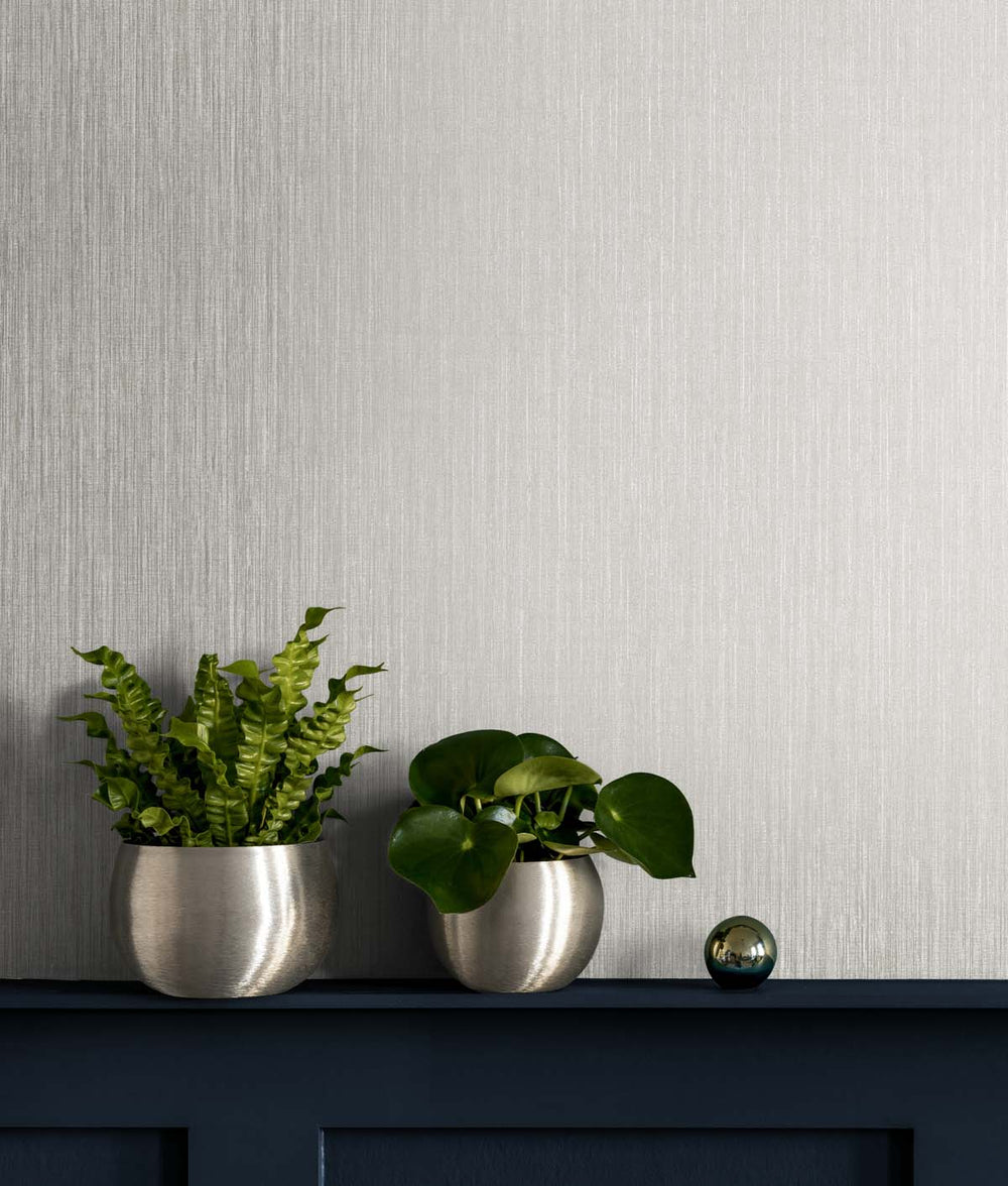 Vertical Stria Fog & Metallic Silver TS80908 by Seabrook Designs Designer Wallpaper