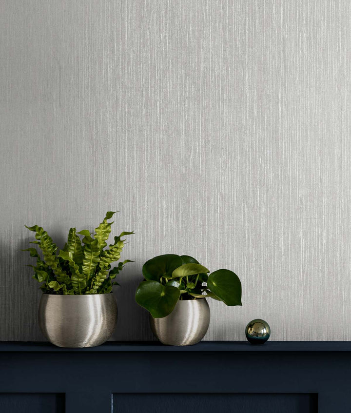 Vertical Stria Metallic Silver TS80918 by Seabrook Designs Designer Wallpaper