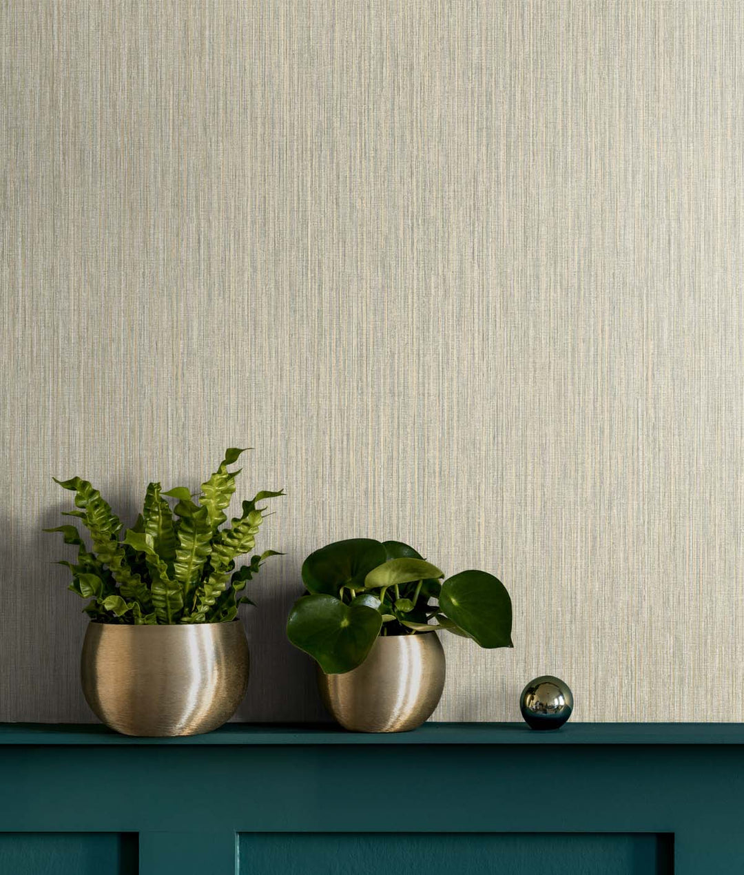 Vertical Stria Desert & Metallic Gold TS80925 by Seabrook Designs Designer Wallpaper