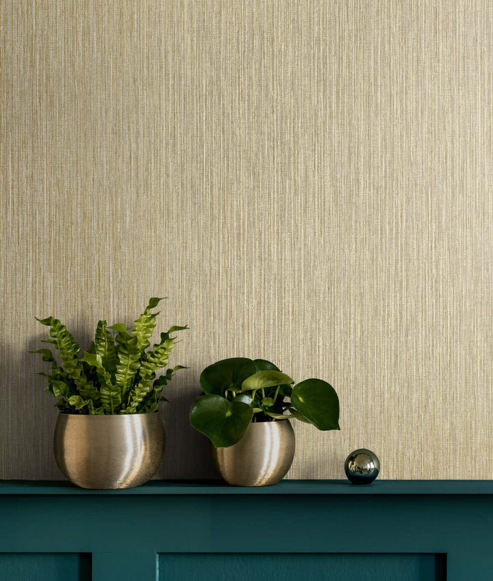Vertical Stria Sand Dunes & Metallic Gold TS80955 by Seabrook Designs Designer Wallpaper