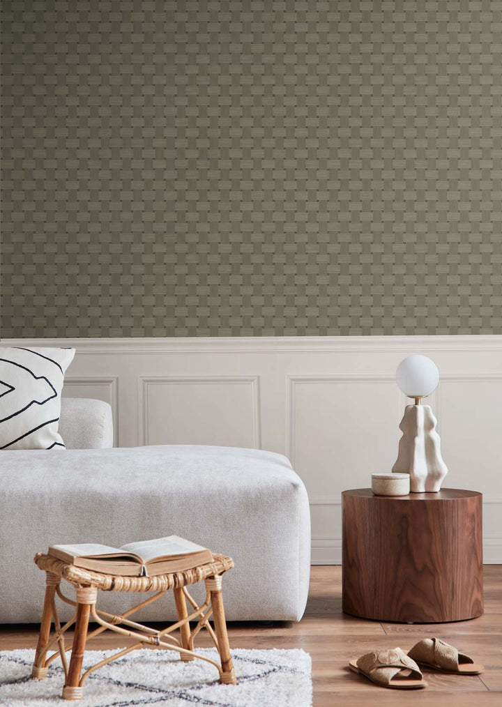 Basketweave Raw Umber TS81815 by Seabrook Designs Designer Wallpaper