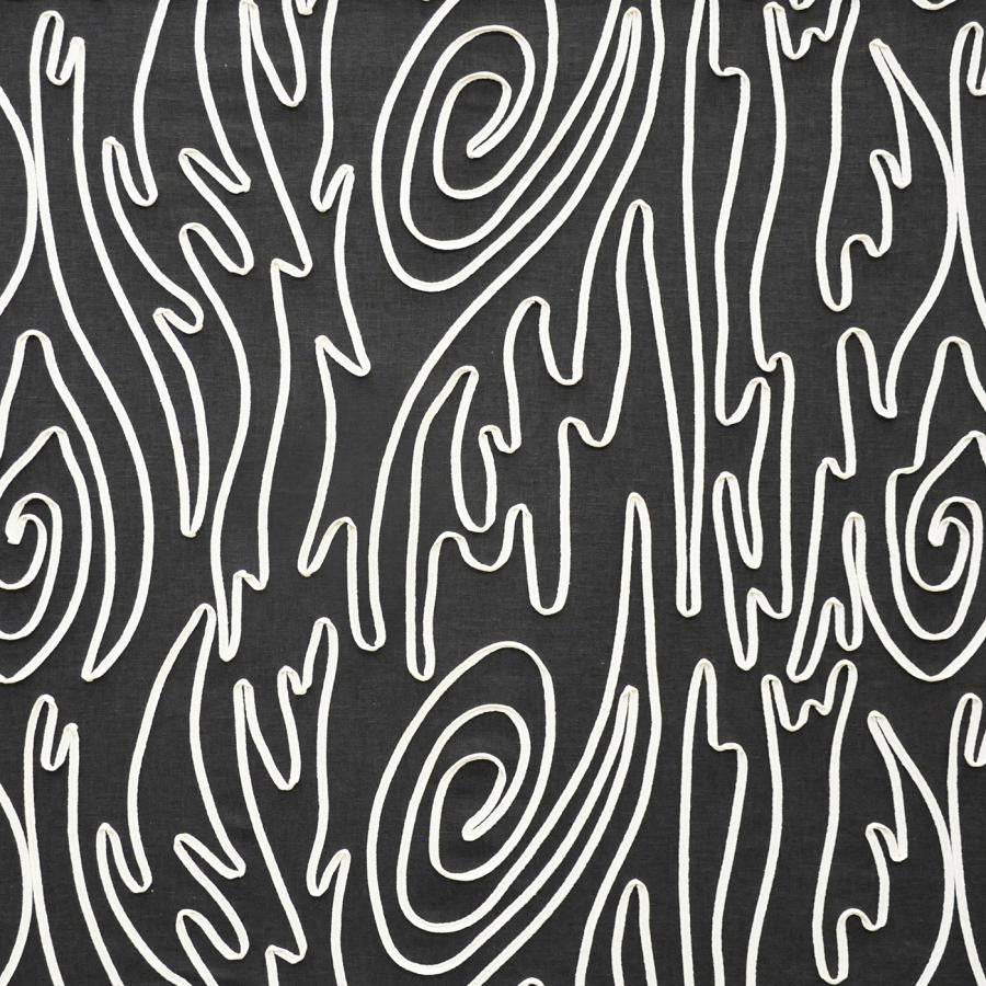 Tether # 441 Zebra by Maxwell Designer Fabric Color Theory-Vol.Vi Flagstone BASE: 52% RECYCLED POLYESTER/48% POLYESTER EMB: 100% COTTON INDIA V-18.5"H-25.25" 55.5" - Swanky Fabrics -