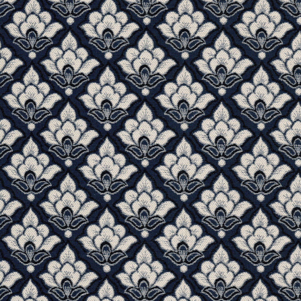 Turret 7 Navy by Stout Fabric Stout Fabric Turret 7 NavyFabric GREAT IMPRESSIONS BLUE/SPA 52%SVI 32%POL 16%COT USA </p><p>Repeat: H: 4.875, V: 4.500 57.5 in - Fabric Carolina -
