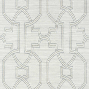 Thibaut Wallpaper Promenade Grey on Metallic Silver TWW276