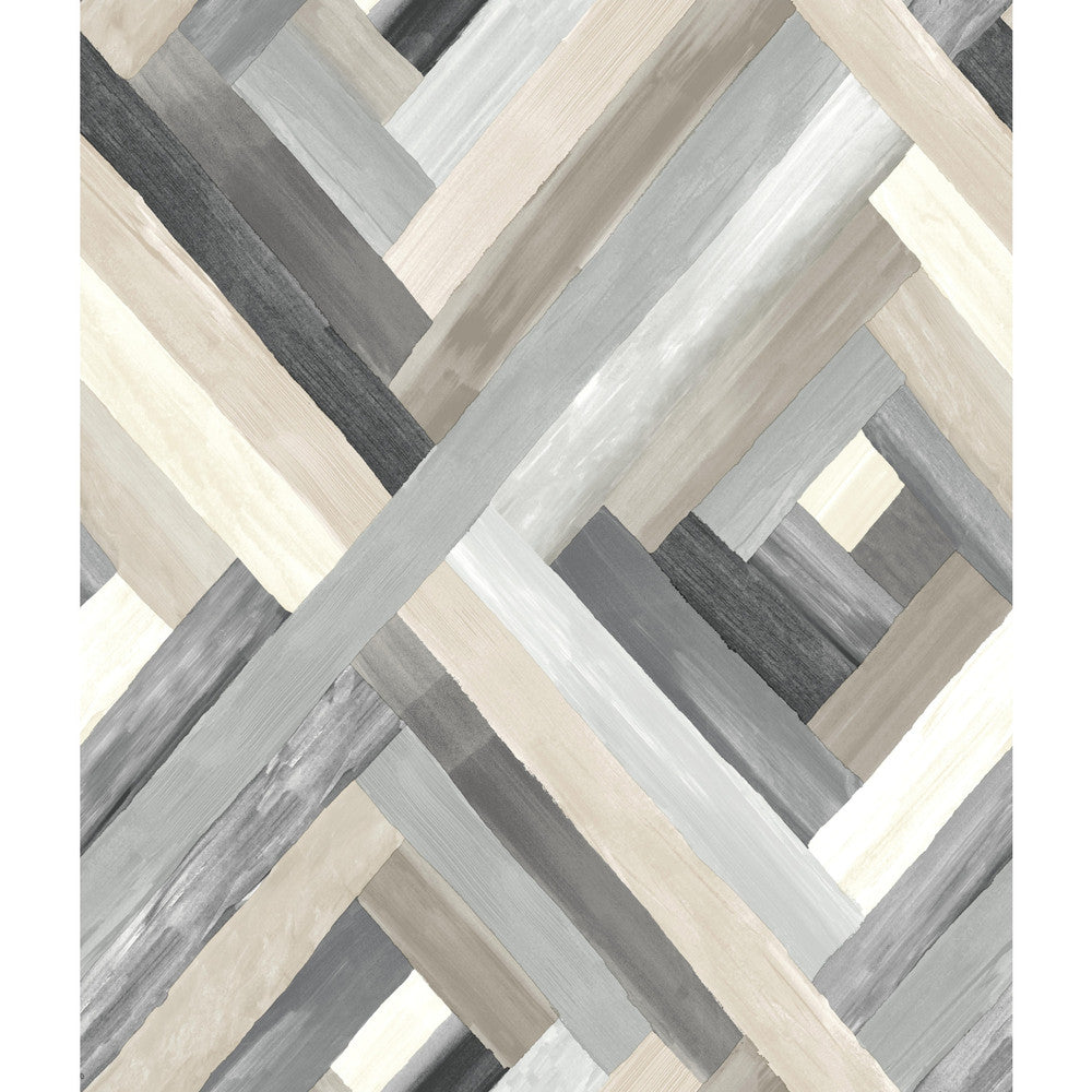 Wynwood Geometric Grey Wallpaper by York Wallcoverings Designer Modern Art Covers about 56.4 square feet 20.5-in by 33-ft long roll Prepasted 24 - Swanky Fabrics -