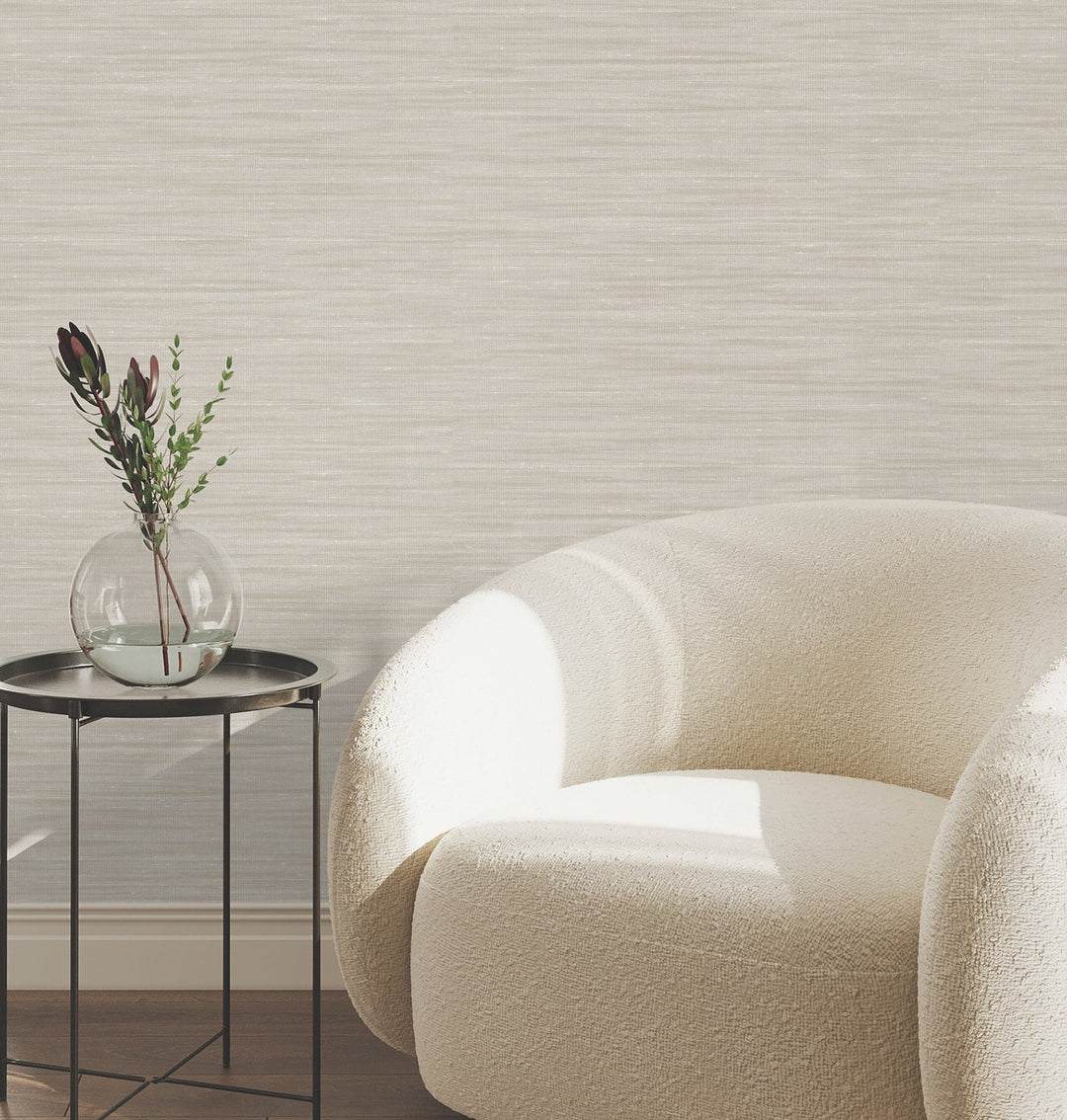 Sari Silk Khaki Faux Fabric Wallpaper by York Wallcoverings Designer