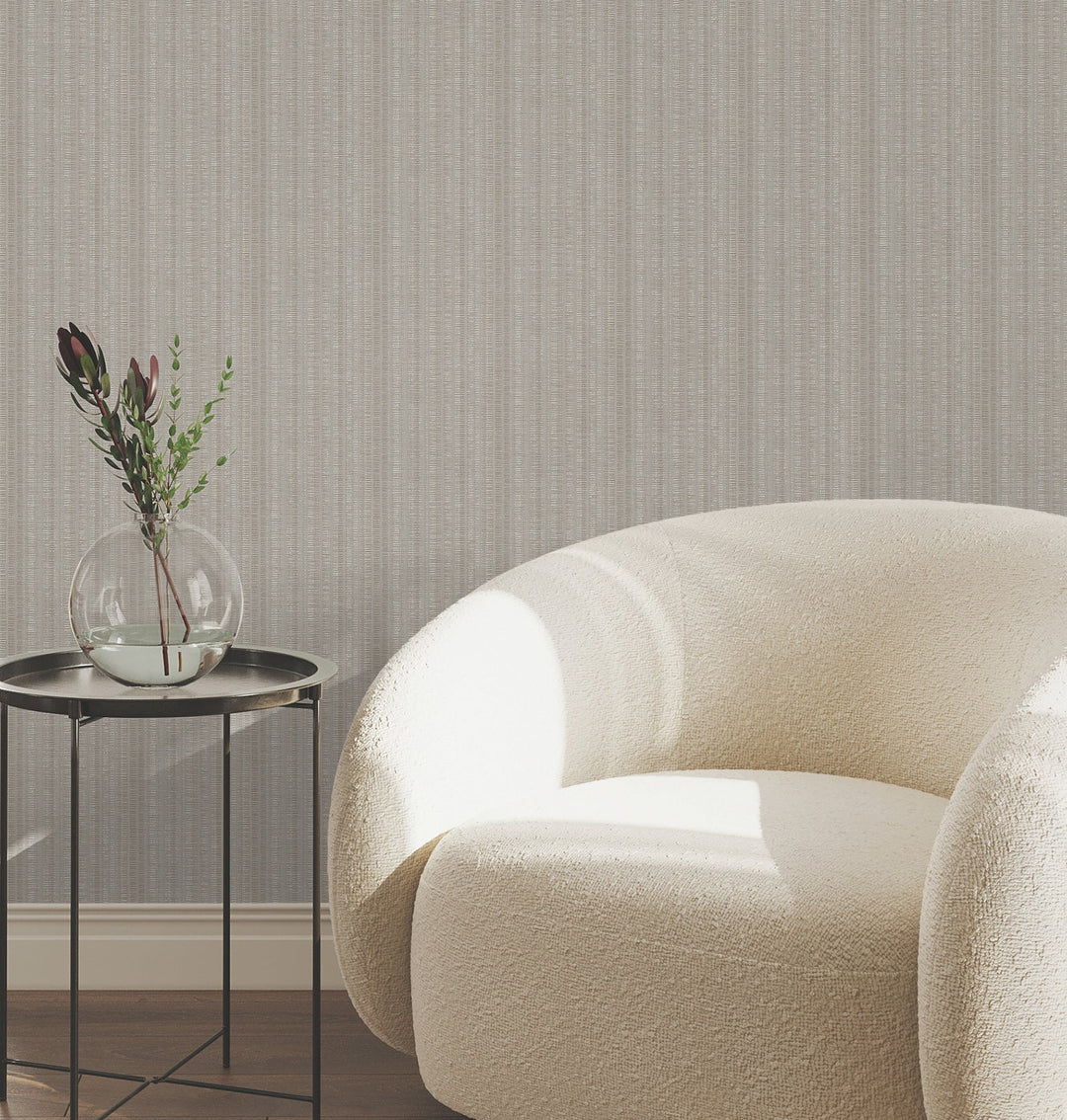 Line In The Sand Taupe Woven Stripe Wallpaper by York Wallcoverings Designer