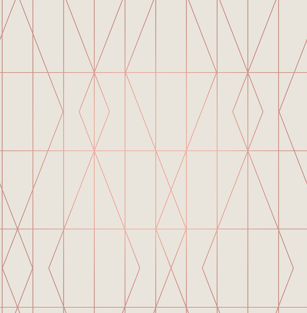 LeVeque Cream Deco Diamond Geo Wallpaper by Brewster Designer Brewster Essentials Covers about 56.4 square feet 20.5-in by 33-ft long roll Unpasted 20.9 - Swanky Fabrics -