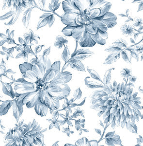 Brewster Wallpaper Gabriela Blue Floral