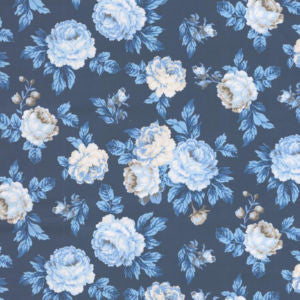 Valerie Navy by Norbar Designer Fabric ROMANCE 100% COTTON INDIA 17 7/8"V 54 3/4"H 55" - Swanky Fabrics -
