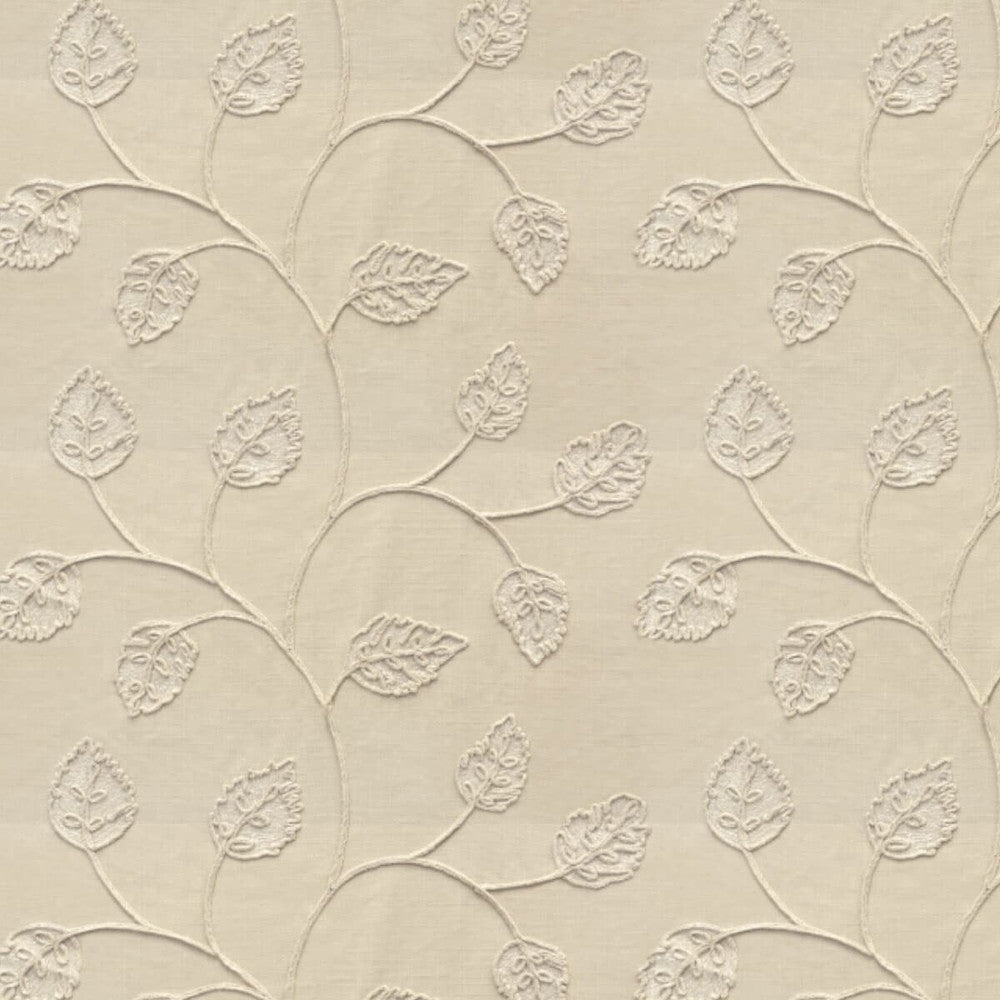 Valuation 1 Driftwood by Stout Designer Fabric COLOR MY WINDOW EMBROIDERY/SNOW 52%POL 48%COT %PEMB INDIA Horizontal: 17.375 and Vertical: 9.5 51.5 in - Swanky Fabrics -