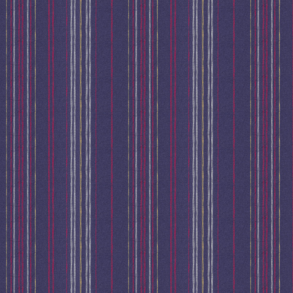 Vega 1 Americana by Stout Designer Fabric RAINBOW LIBRARY INK/SAPPHIRE 54%COT 46%LIN INDIA Horizontal: 18.600 and Vertical: 0.000 58 in - Swanky Fabrics -