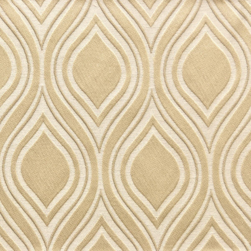 Verve 1 Manilla by Stout Designer Fabric Color My Window Alabaster/Parchment 100% Polyester INDIA Horizontal: 3.375 and Vertical: 6.125 54 in - Swanky Fabrics -