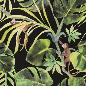 Clarke And Clarke Wallpaper Monkey Business Ebony