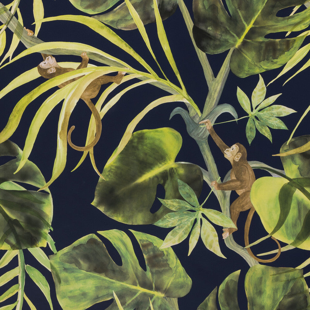 Monkey Business Indigo by Clarke And Clarke Designer Wallcovering CLARKE & CLARKE COLONY Belgium Horizontal: 0 and Vertical: 20.875 20.875 - Swanky Fabrics -