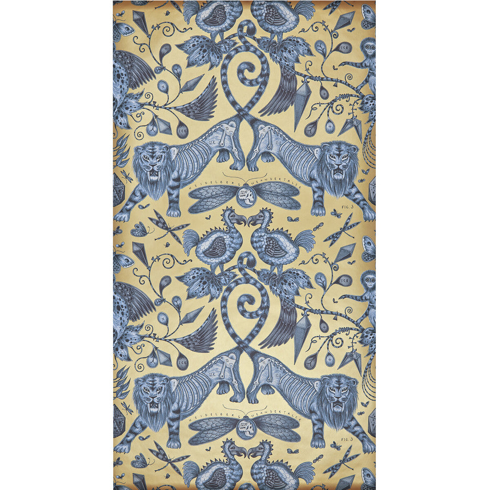 Extinct Blue by Clarke And Clarke Designer Wallcovering ANIMALIA BY EMMA J SHIPLEY FOR C&C - United Kingdom - Horizontal: 0 and Vertical: 18 20.5 - Swanky Fabrics -