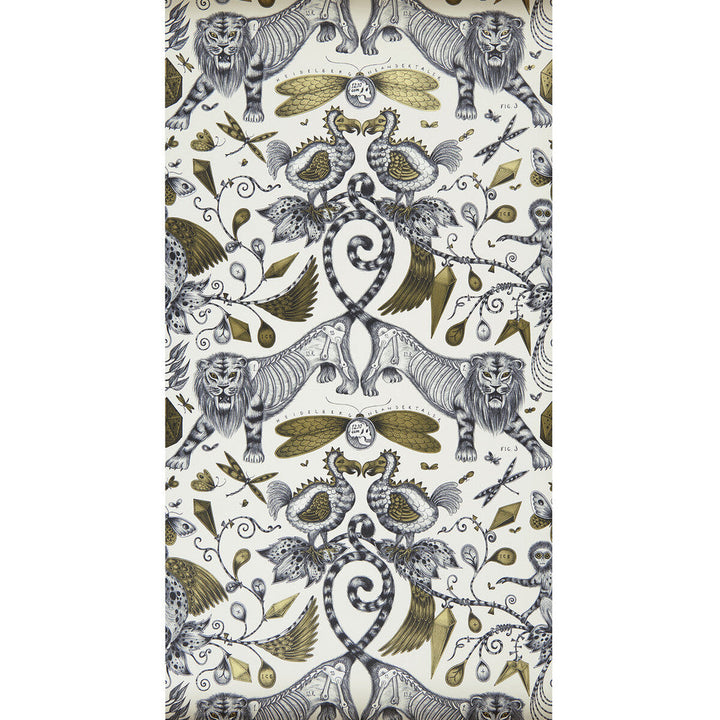 Extinct Gold by Clarke And Clarke Designer Wallcovering ANIMALIA BY EMMA J SHIPLEY FOR C&C - United Kingdom - Horizontal: 0 and Vertical: 18 20.5 - Swanky Fabrics -