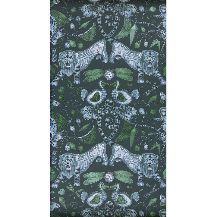 Extinct Navy by Clarke And Clarke Designer Wallcovering ANIMALIA BY EMMA J SHIPLEY FOR C&C United Kingdom Horizontal: 0 and Vertical: 18 20.5 - Swanky Fabrics -