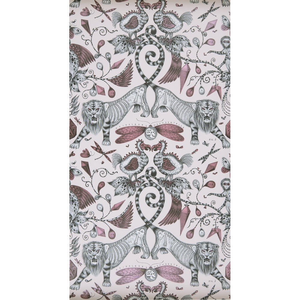 Extinct Pink by Clarke And Clarke Designer Wallcovering ANIMALIA BY EMMA J SHIPLEY FOR C&C - United Kingdom - Horizontal: 0 and Vertical: 18 20.5 - Swanky Fabrics -