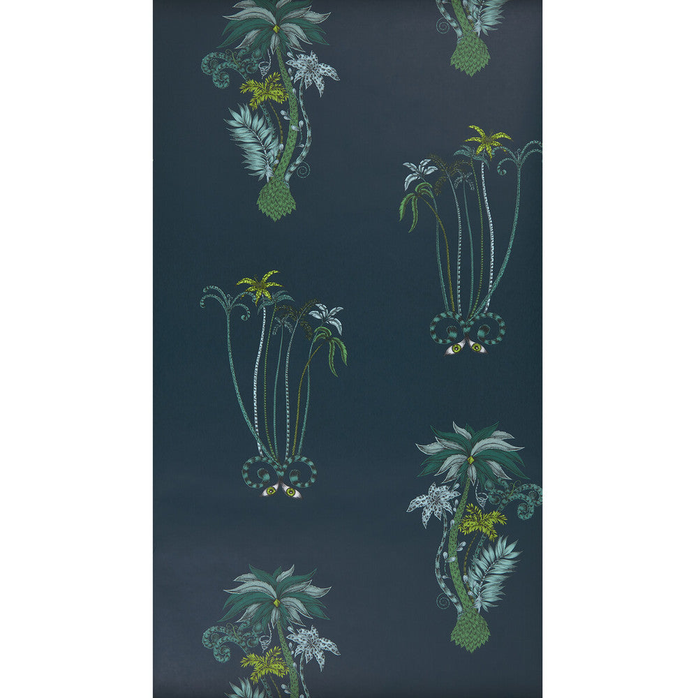 Jungle Palms Navy by Clarke And Clarke Designer Wallcovering ANIMALIA BY EMMA J SHIPLEY FOR C&C United Kingdom Horizontal: 0 and Vertical: 30.125 20.5 - Swanky Fabrics -