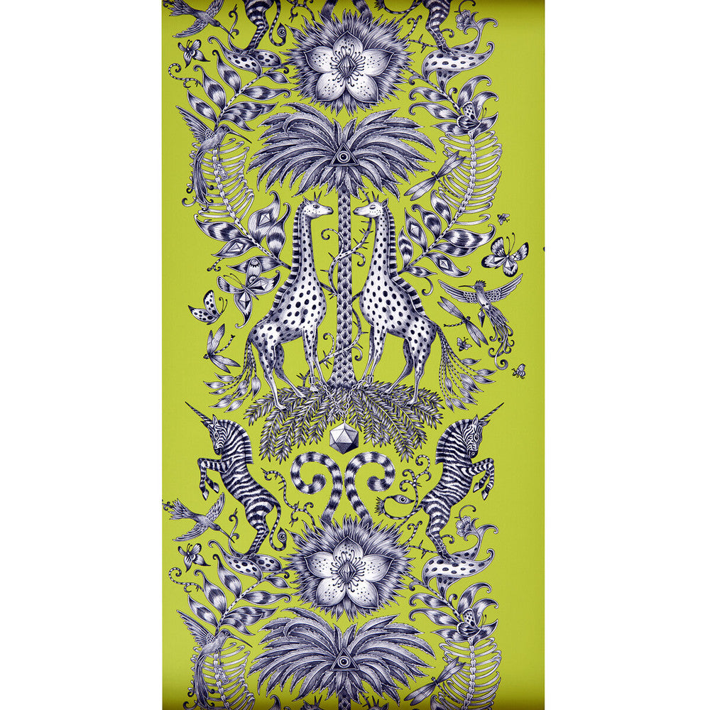 Kruger Lime by Clarke And Clarke Designer Wallcovering ANIMALIA BY EMMA J SHIPLEY FOR C&C - United Kingdom - Horizontal: 0 and Vertical: 27.125 20.5 - Swanky Fabrics -