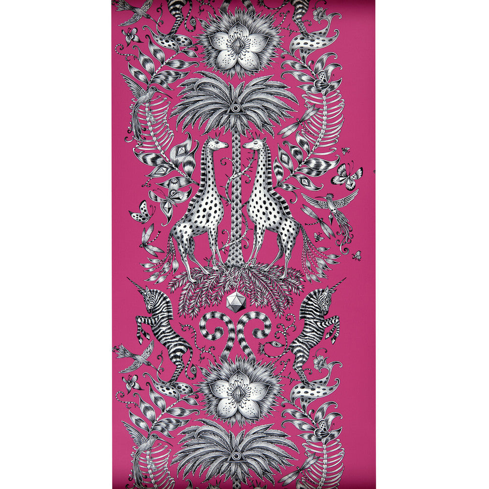 Kruger Magenta by Clarke And Clarke Designer Wallcovering ANIMALIA BY EMMA J SHIPLEY FOR C&C - United Kingdom - Horizontal: 0 and Vertical: 27.125 20.5 - Swanky Fabrics -