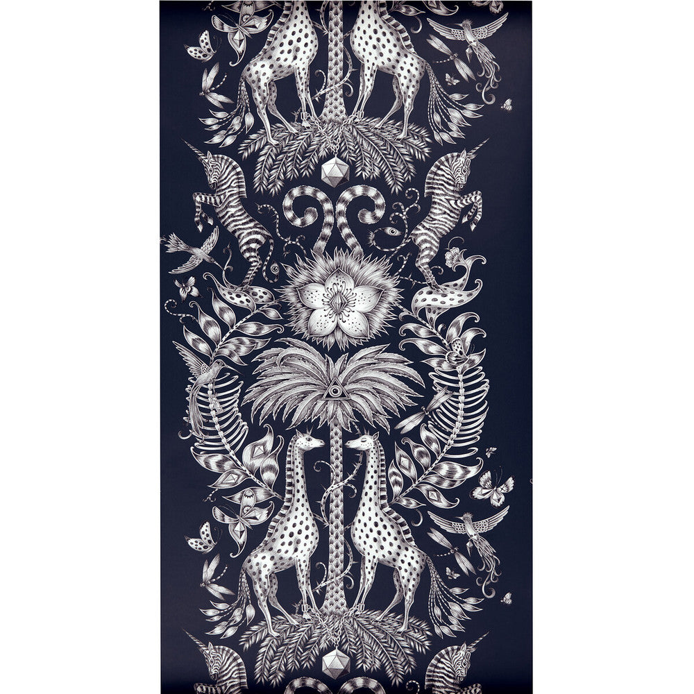 Kruger Navy by Clarke And Clarke Designer Wallcovering ANIMALIA BY EMMA J SHIPLEY FOR C&C - United Kingdom - Horizontal: 0 and Vertical: 27.125 20.5 - Swanky Fabrics -