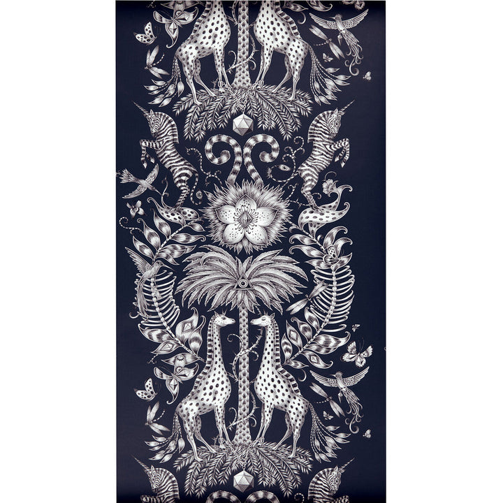 Kruger Navy by Clarke And Clarke Designer Wallcovering ANIMALIA BY EMMA J SHIPLEY FOR C&C - United Kingdom - Horizontal: 0 and Vertical: 27.125 20.5 - Swanky Fabrics -