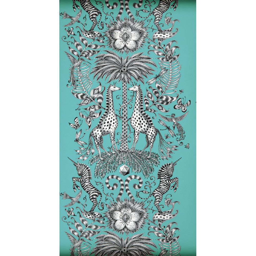 Kruger Teal by Clarke And Clarke Designer Wallcovering ANIMALIA BY EMMA J SHIPLEY FOR C&C - United Kingdom - Horizontal: 0 and Vertical: 27.125 20.5 - Swanky Fabrics -