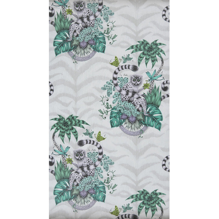 Lemur Jungle by Clarke And Clarke Designer Wallcovering ANIMALIA BY EMMA J SHIPLEY FOR C&C United Kingdom Horizontal: 0 and Vertical: 25.25 20.5 - Swanky Fabrics -