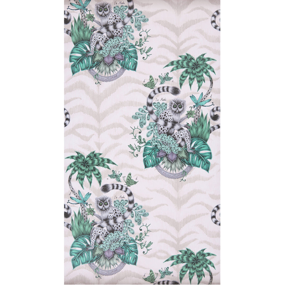 Lemur Pink by Clarke And Clarke Designer Wallcovering ANIMALIA BY EMMA J SHIPLEY FOR C&C - United Kingdom - Horizontal: 0 and Vertical: 25.25 20.5 - Swanky Fabrics -