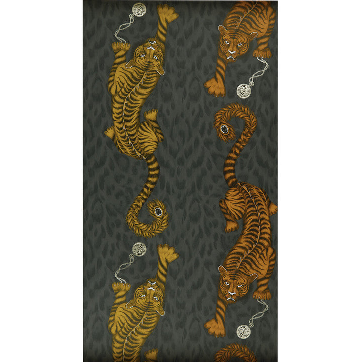 Tigris Flame by Clarke And Clarke Designer Wallcovering ANIMALIA BY EMMA J SHIPLEY FOR C&C United Kingdom Horizontal: 0 and Vertical: 25.25 20.5 - Swanky Fabrics -